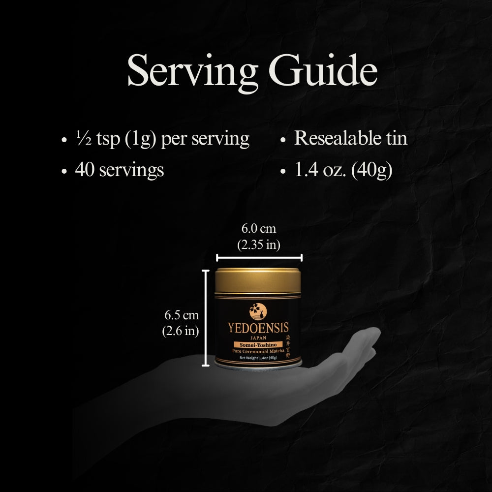 YEDOENSIS Pure Ceremonial Matcha "Somei-Yoshino" - Organic Japanese Green Tea Ceremonial Matcha Powder (40g)