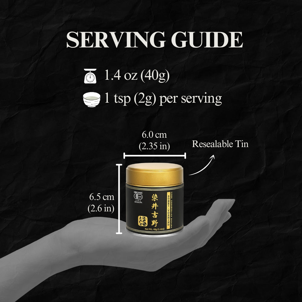 YEDOENSIS Pure Ceremonial Matcha "Somei-Yoshino" - Organic Japanese Green Tea Ceremonial Matcha Powder (40g)