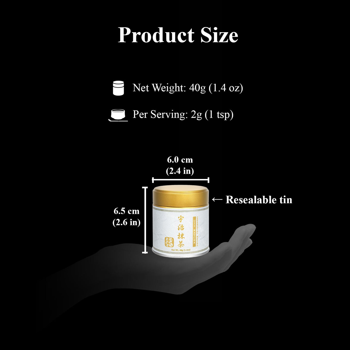 YEDOENSIS Ceremonial Uji Matcha - Japanese Green Tea Ceremonial Uji Matcha Powder (40g)