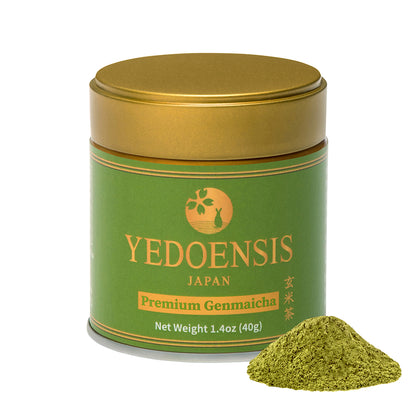 YEDOENSIS Premium Genmaicha - Authentic Japanese Green Tea with Roasted Brown Rice Genmaicha Powder (40g)