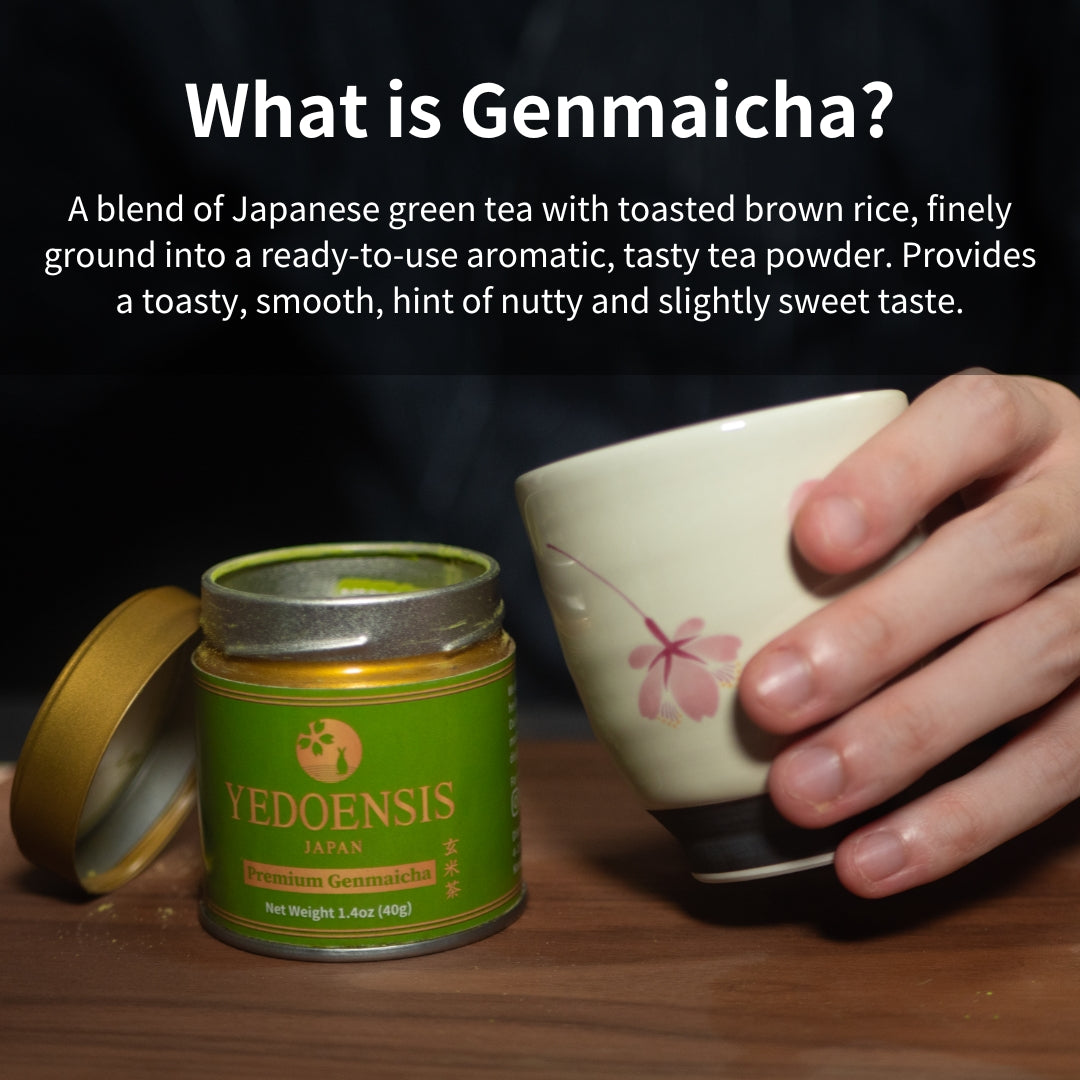 YEDOENSIS Premium Genmaicha - Authentic Japanese Green Tea with Roasted Brown Rice Genmaicha Powder (40g)