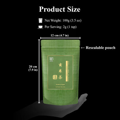 YEDOENSIS Genmaicha Powder - Organic Japanese Green Tea with Roasted Brown Rice Powder (100g)