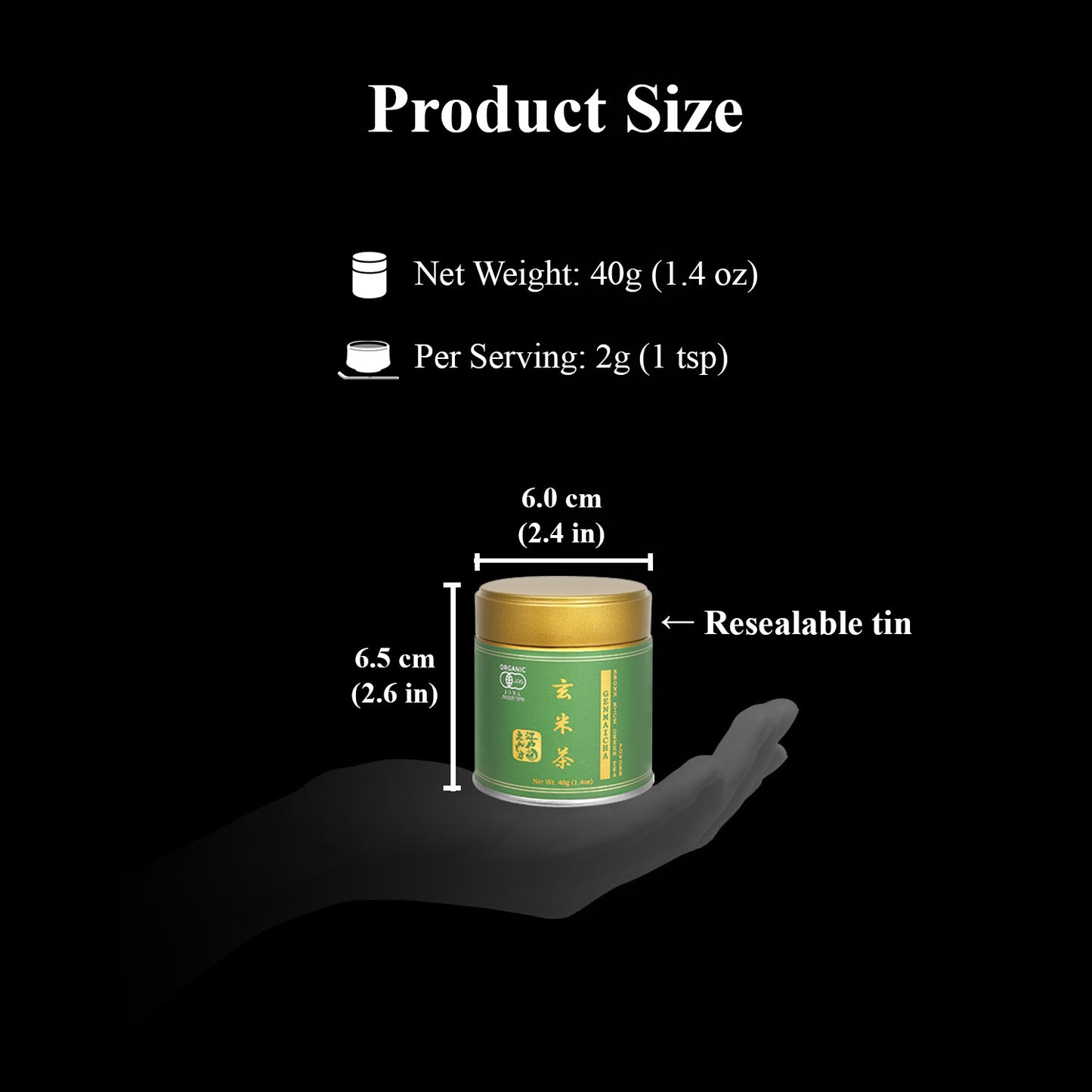 YEDOENSIS Genmaicha Powder - Organic Japanese Green Tea with Roasted Brown Rice Powder (40g)