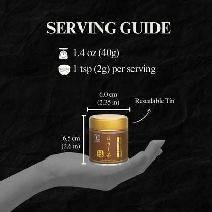 YEDOENSIS Hojicha Powder - Organic Japanese Roasted Green Tea Stem Powder (40g)