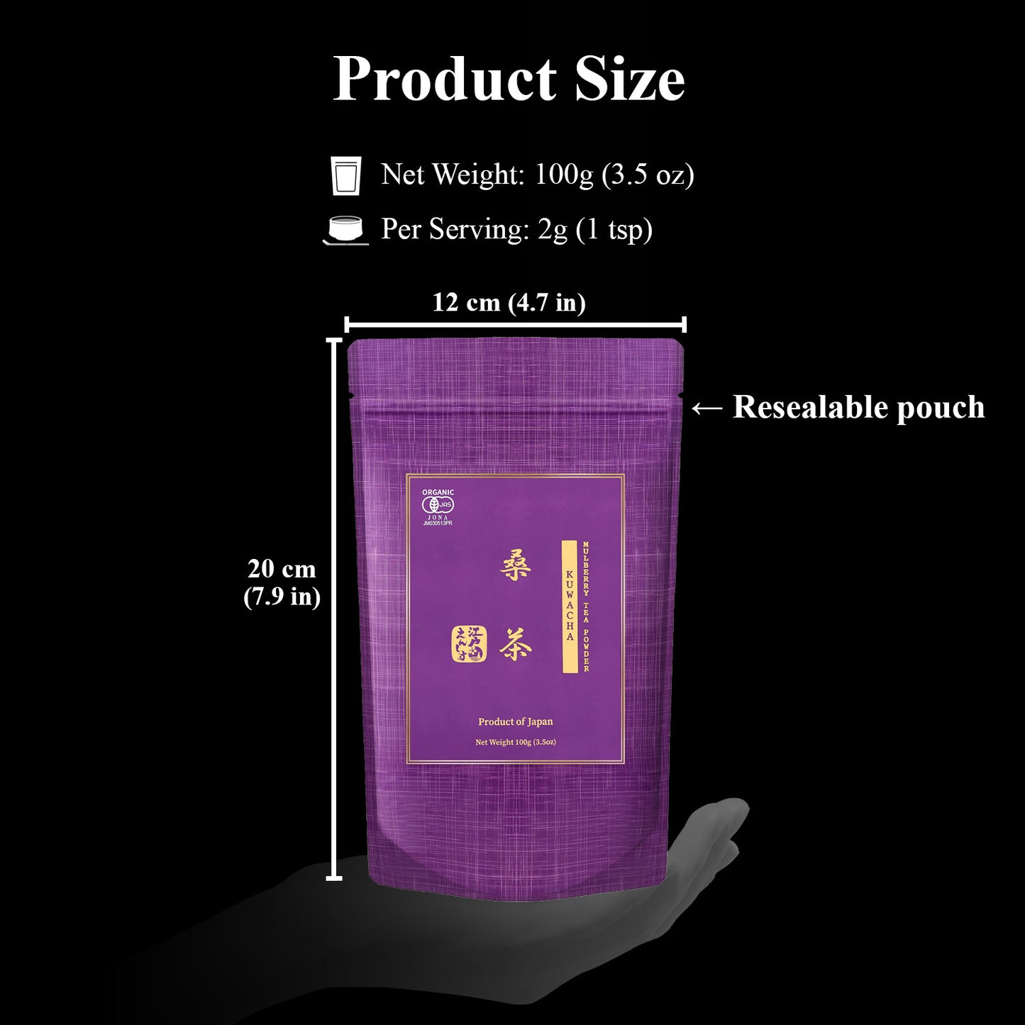 YEDOENSIS Kuwacha Powder - Organic Japanese Mulberry Leaves Tea Powder (100g)